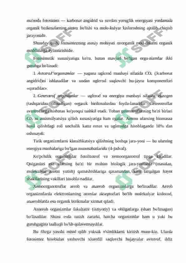 Fotosintez va mahsuldorlik 2