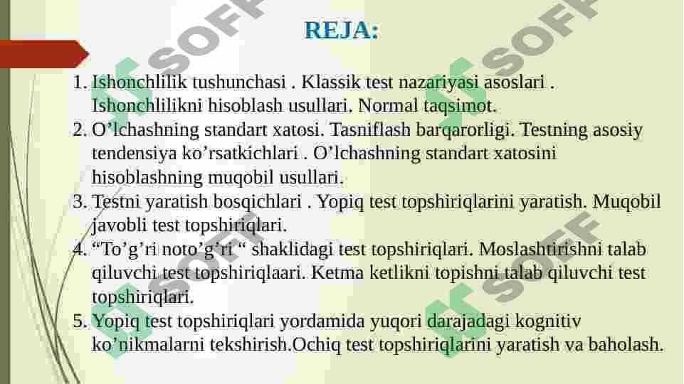 ISHONCHLILIK. TESTNI YARATISH 2
