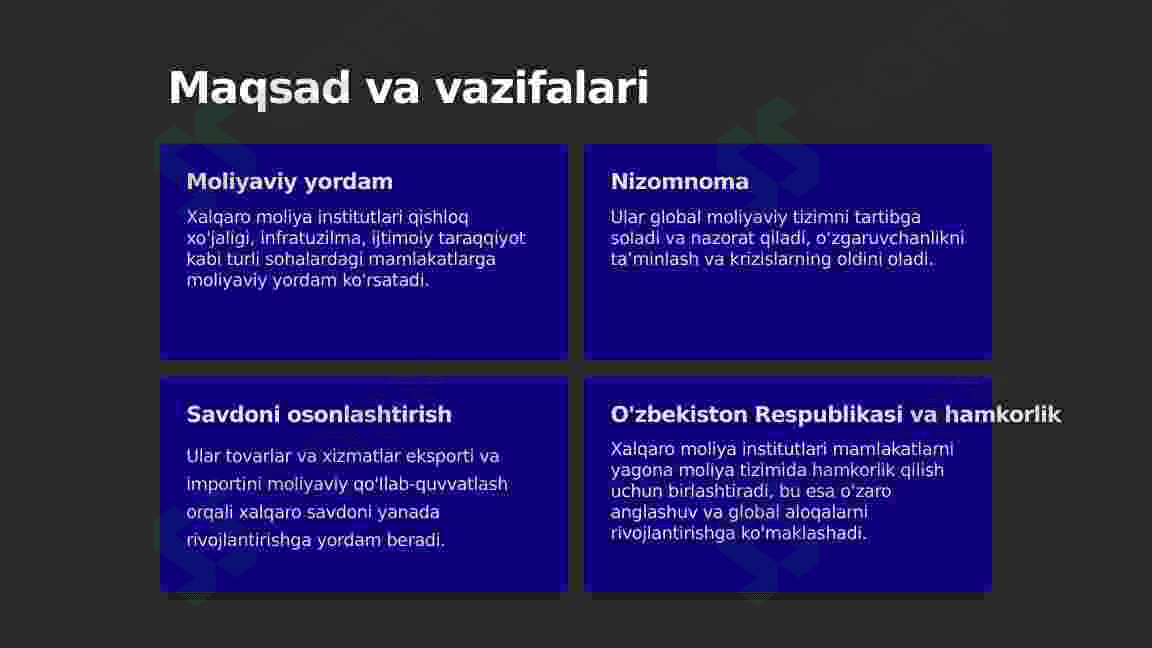 xalqaro moliya institutlari va ularning vazifalari 2