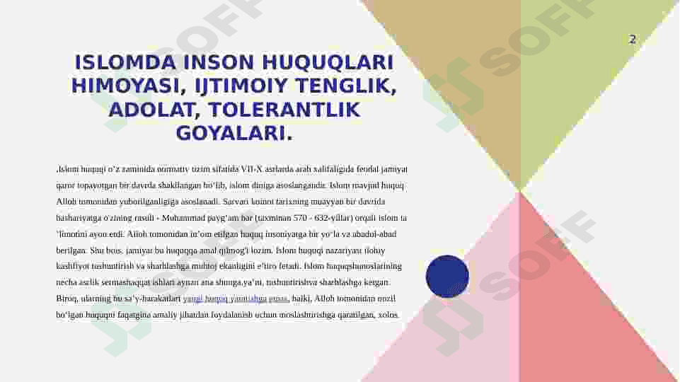 Islomda inson huquqlari himoyasi, ijtimoiy tenglik.. 2