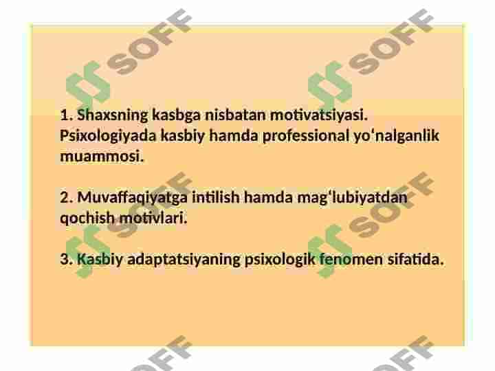 SHAXSNI KASBGA YO'NALTIRISH 2