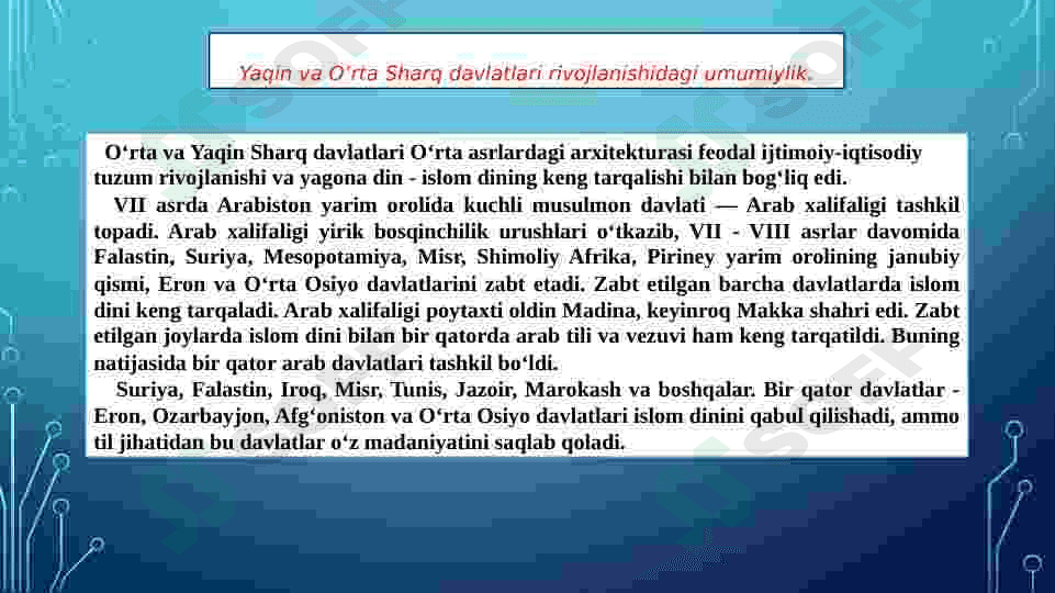 Yaqin va O’rta Sharq O’rta asrlar arxitekturasi. 2