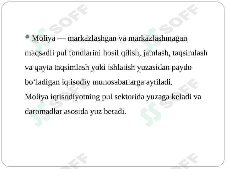 Moliya tizimining sohasi va bo'g'inlari 2