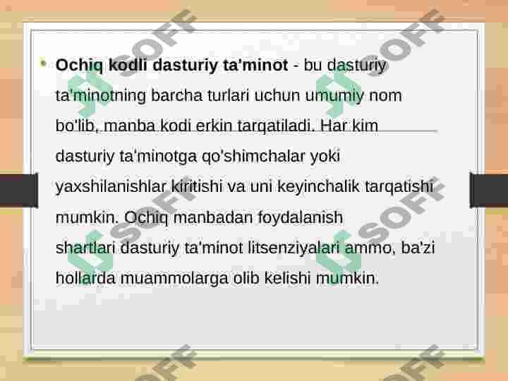 Ochiq kodli dasturiy paketlar umumiy koʻrinishi 2