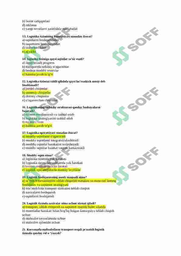 Logistika fanidan test 2