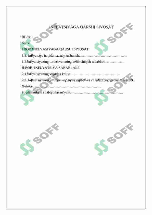 inflatsiyaga qarshi siyosat 2