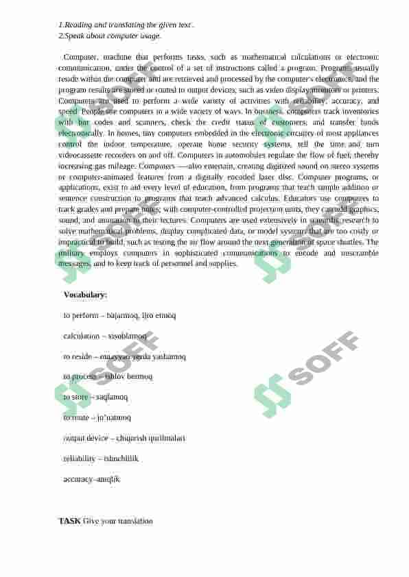 Axboror texnologiyalari bo'yicha ingliz tili fanidan mustaqil ta'lim topshiriqlari 2