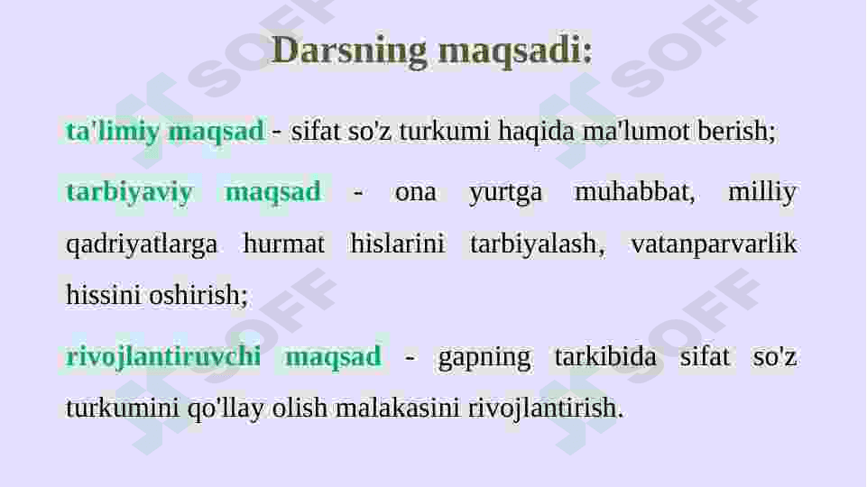 Sifat yasalishi mavzusini o'qitish 2