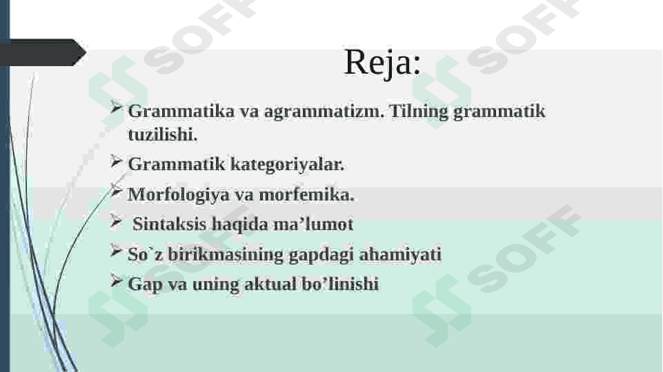 TILNING GRAMMATIK QURILISHI. GRAMMATIK KATEGORIYALAR. GRAMMATIK VOSITALAR. 2