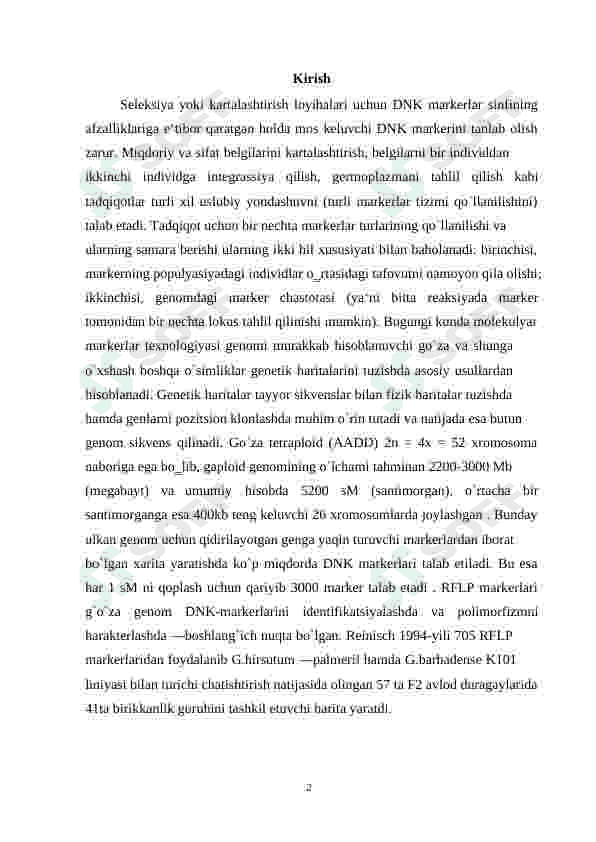 Molekulyar markerlar va ularning amaliyotda qo’llanishi 2