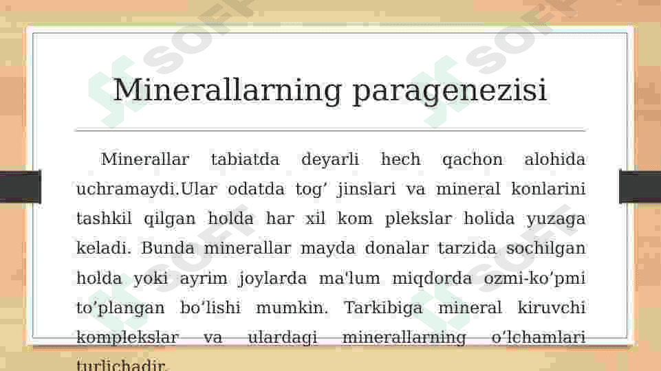Minerallar paragenezi va minerallar assotsiatsiyasi 2
