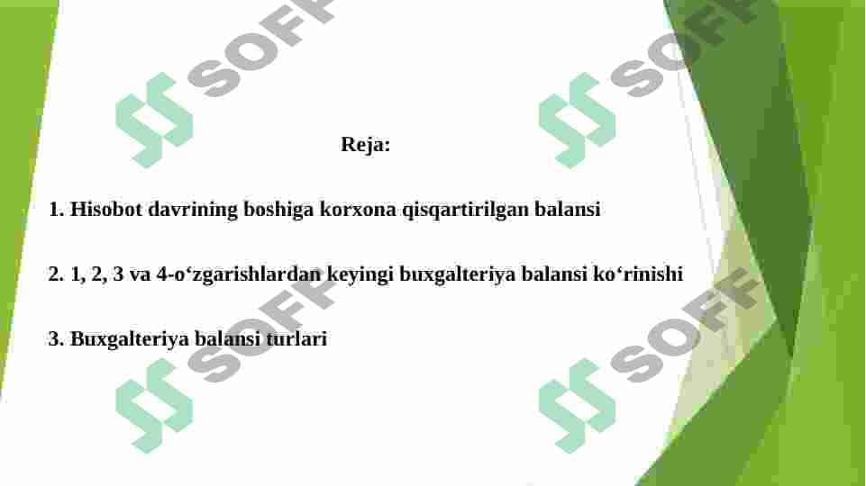 Xo’jalik muomalalari ta’sirida balansda sodir bo‘ladigan o‘zgarishlar 2