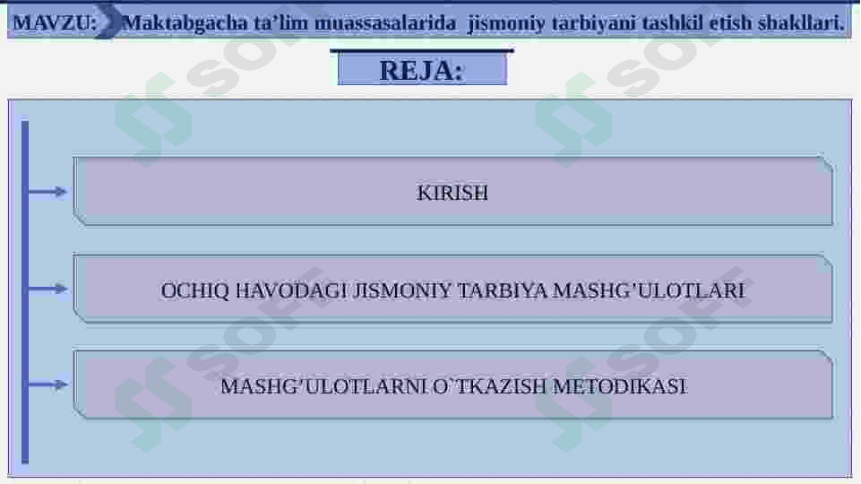 Maktabgacha ta’lim muassasalarida  jismoniy tarbiyani tashkil etish shakllari. 2