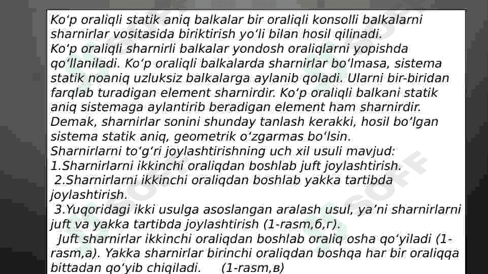 Ko’p oraliqli statik aniq balkalarni harakatlanuvchi kuch tasiriga hisoblash 2