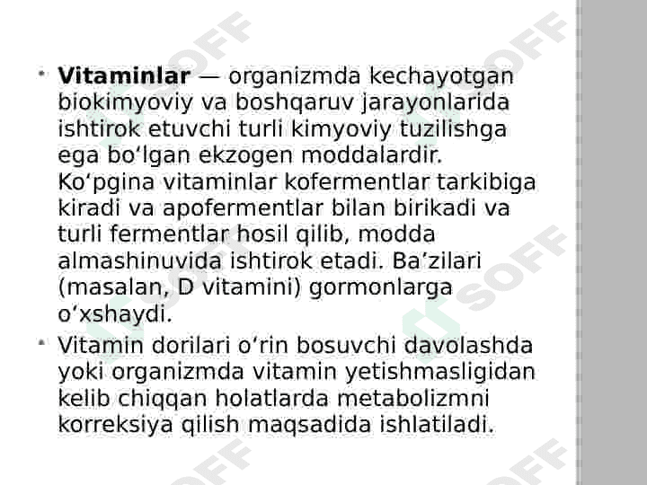 Suvda va yogʻda eruvchi vitaminlar 2