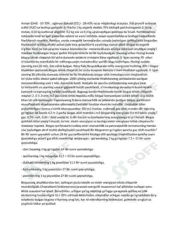 Biomassadan biogas olish texnologiyasi 2