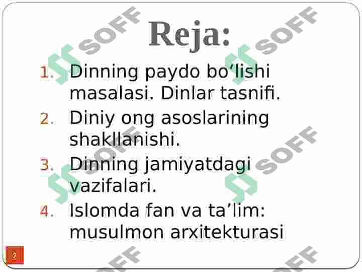 Dinning vujudga kelishi, diniy ta’limotlarning shakllanishi va rivojlanishi 2