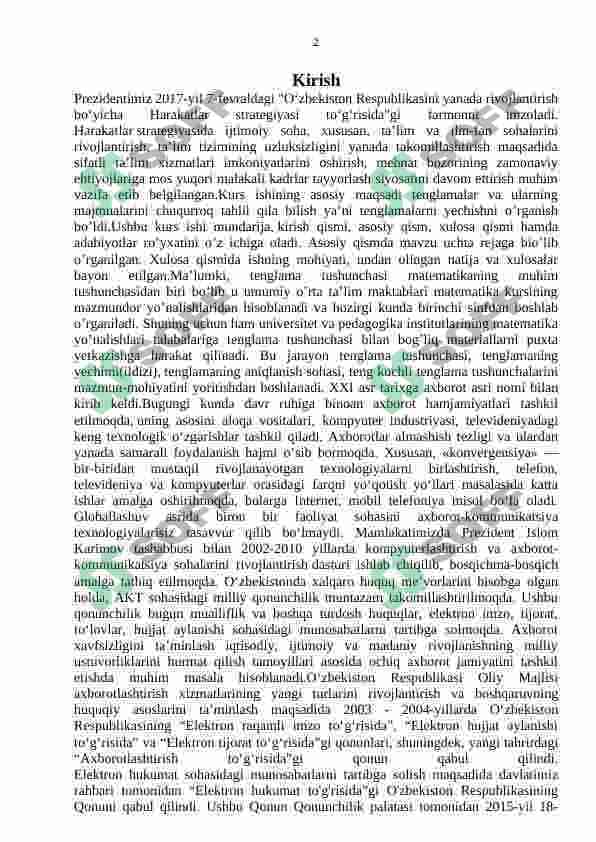 Koordinatalar bo‘yicha tushish usuli. 2