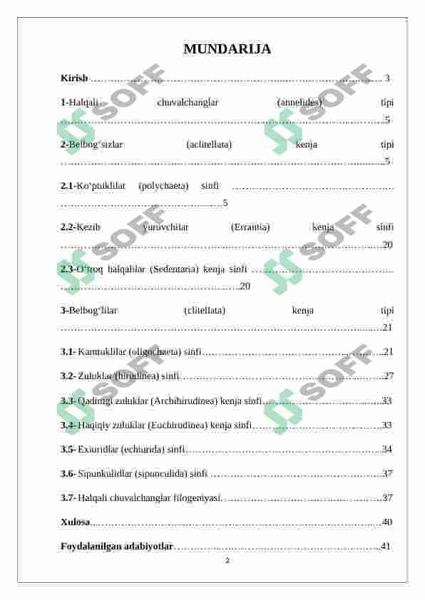 Halqali chuvalchanglarni xilma-xilligi va ahamiyati 2
