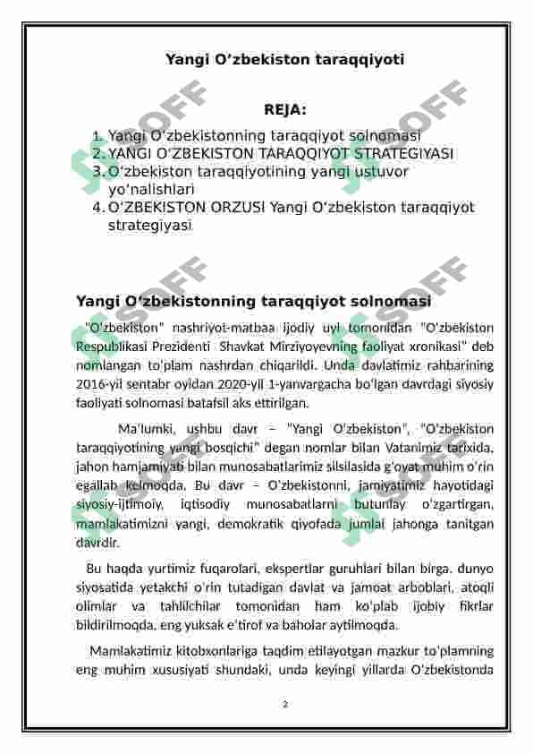 YANGI O’ZBEKISTON TARAQQIYOTI 2