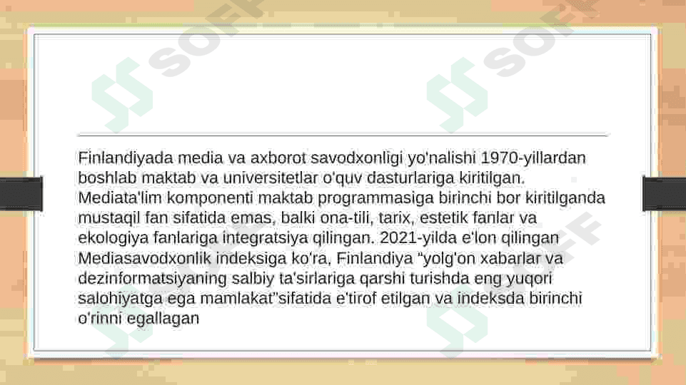 Dunyo mamlakatlaridagi media va axborot savodxonligi taraqqiyoti 2