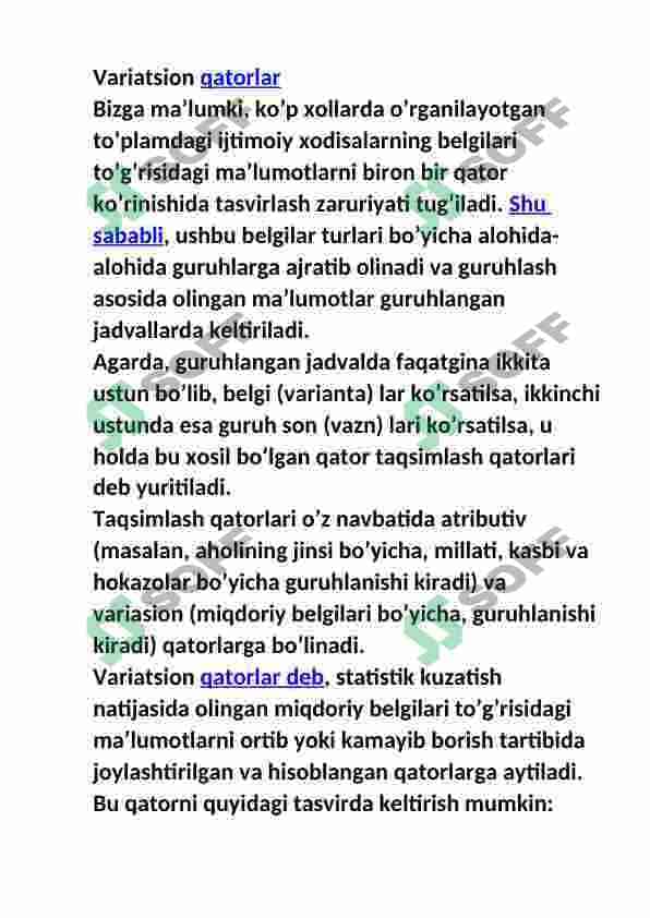 Ko'plik,variatsion qator va ular bilan ishlash.Moda,mediana,tartiblash 2
