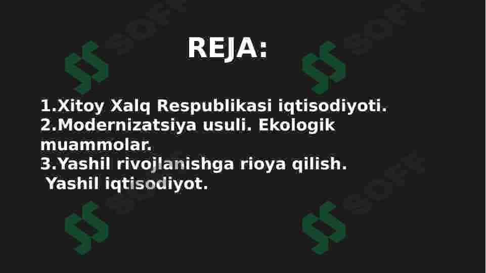 Xitoy iqtisodiyotining yashil iqtisodiyotda tutgan o’rni 2