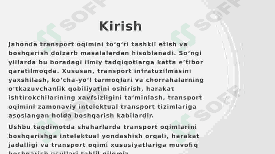 Transport oqimlarini boshqarishning intelektual tizimlari 2
