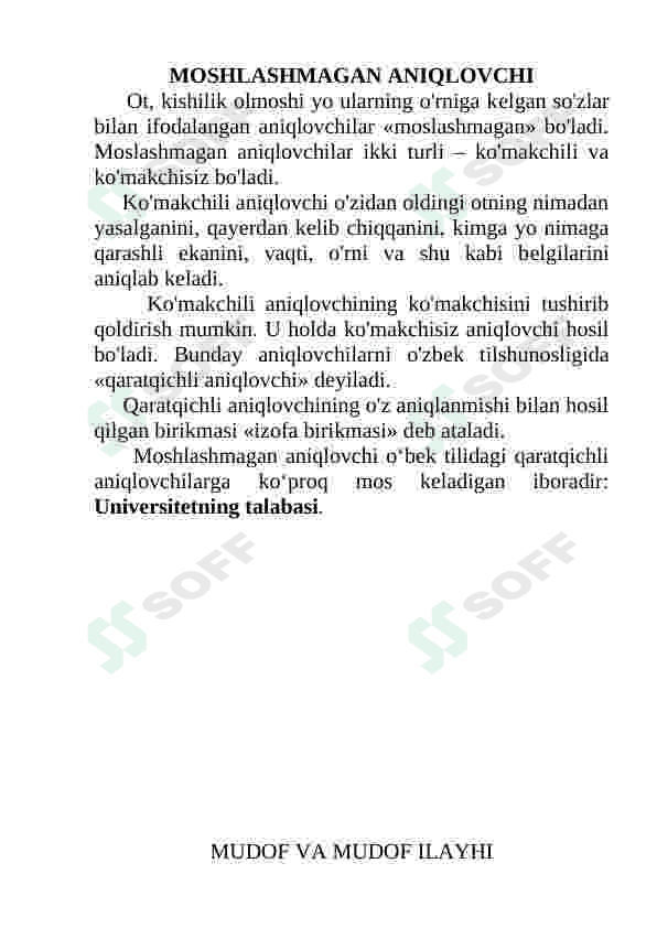 Moslashmagan aniqlovchi 3