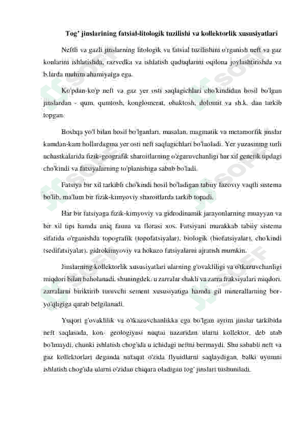 Neft va gaz konlari jinslarining tavsifi va asosiy hususiyatlari 3