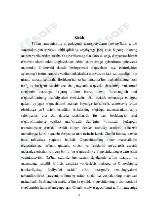 BOSHLANG'ICH TALIMDA INAVATSION PEDAGOGIK TEXNALOGIYALARDAN FOYDALANISH JARAYONIDA O'QUVCHILARNING QIZIQISHINI HISOBGA OLISH 3