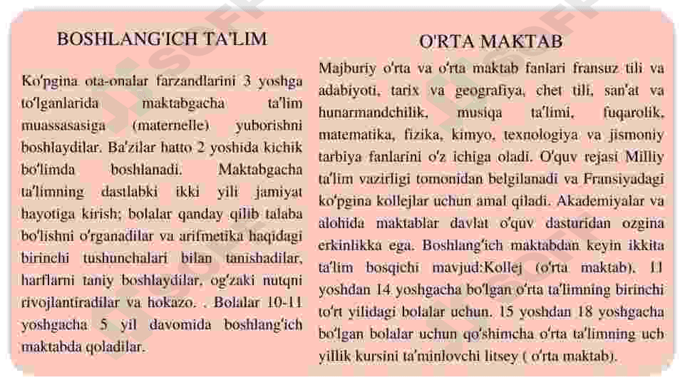 Fransiyada ta'lim 3