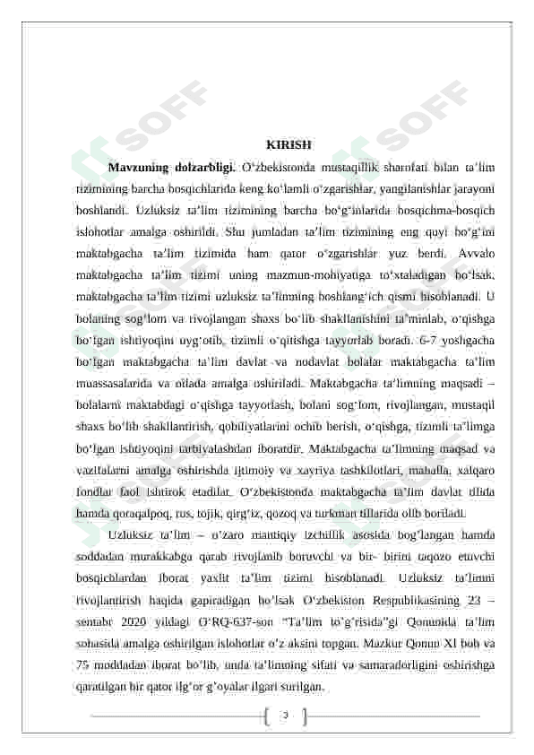 Maktabgacha ta'lim uzluksiz ta'limning alohida turi sifatida 3