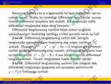 DIFFERENSIAL TENGLAMALAR FANIGA KIRISH. O‘ZGARUVCHILARI AJRALGAN VA AJRALADIGAN DIFFERENSIAL TENGLAMALAR 3
