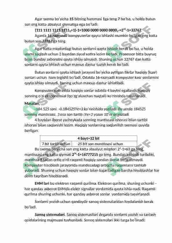Sanoq sistemalari bilan ishlash. 3