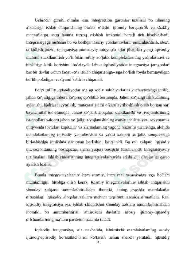 O'ZBEKISTONNING INTEGRATSION JARAYONLARDAGI  ISHTIROKI 3