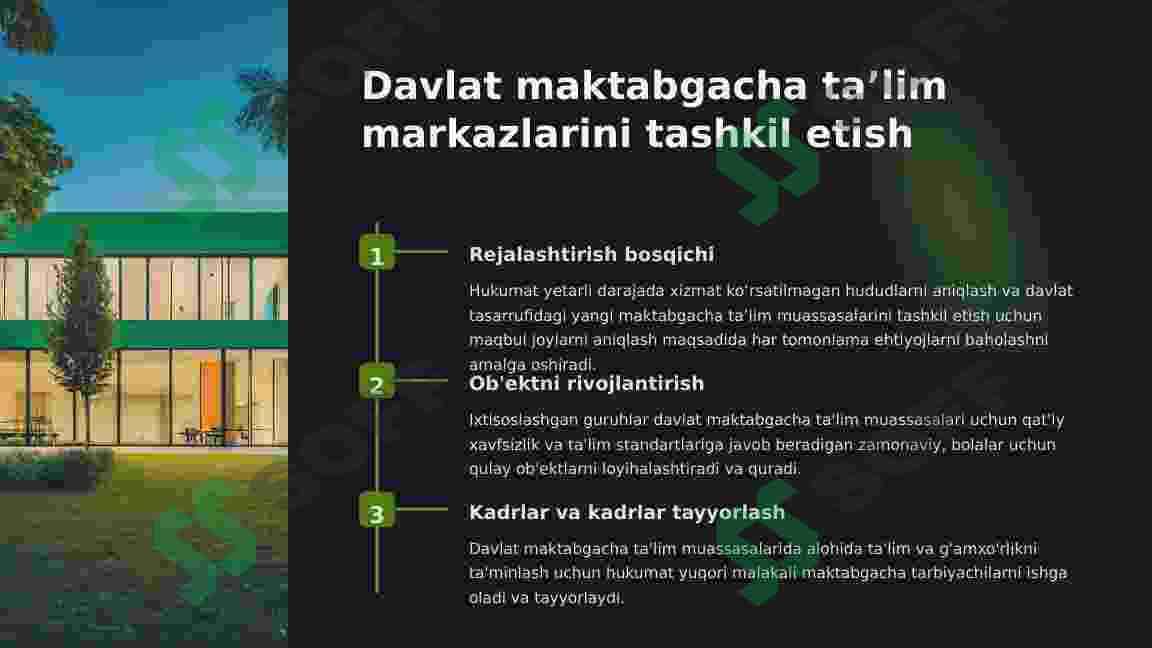 2-Davlat va nodavlat maktabgacha ta’lim tashkilotlarini tashkil qilish 3