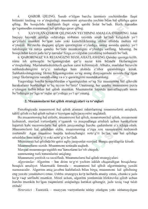 Muammoni hal qilishning asosiy strategiyalari. 3