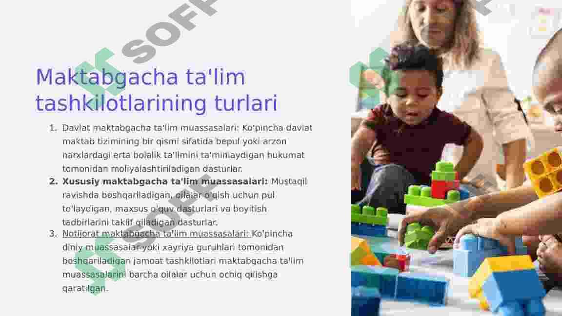 Umumiy tipdagi davlat va nodavlat maktabgacha ta’lim tashkilotlarini tashkil qilish. 3