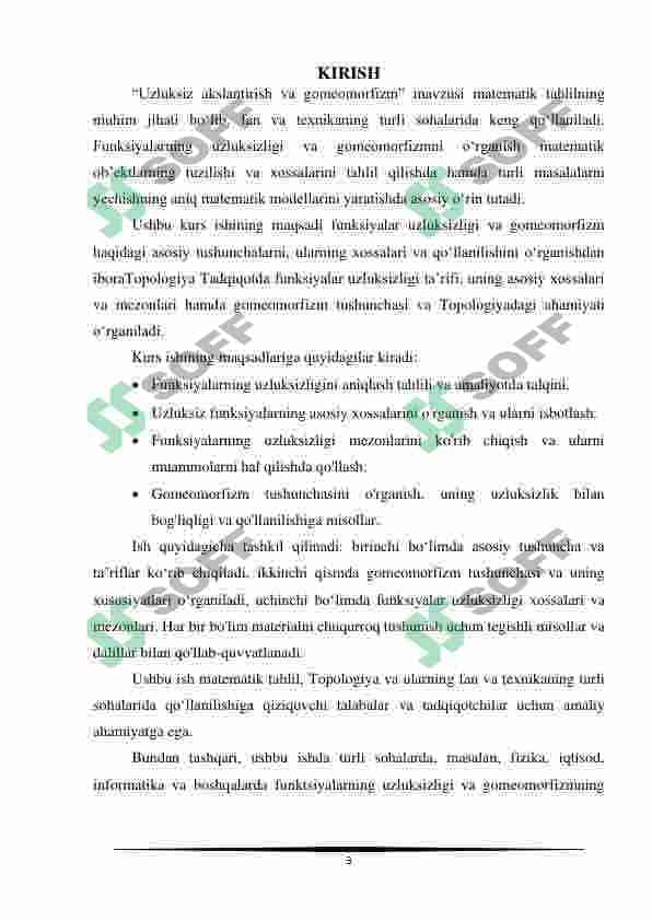 Uzluksiz aklantirish va gomeomorfizm 3