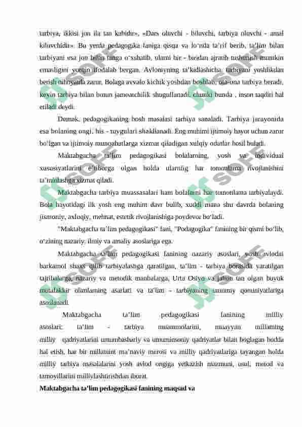 Maktabgacha ta’lim pedagogikasi fanining mavzusi, uslubiyati va barkamol insonni tarbiyalashdagi о‘rni 3