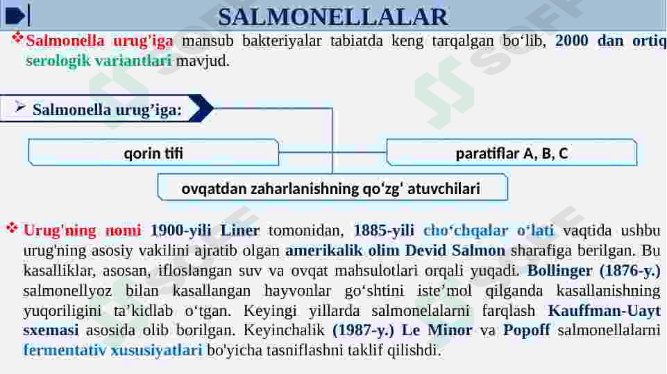 QORIN TIFI VA PARATIF A VA B QO’ZG’ATUVCHILARI KELTIRIB CHIQARADIGAN KASALLIKLAR. ULARNING TASNIFI VA LABORATORIYA TASHXISI. 3