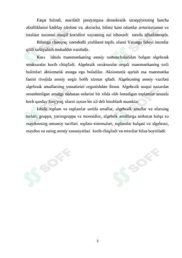 “Asosiy  algebraik  strukturalar”  (gruppa, halqa, maydon) 3