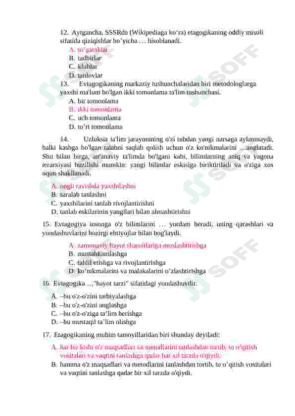 Pedagogikdan test 3