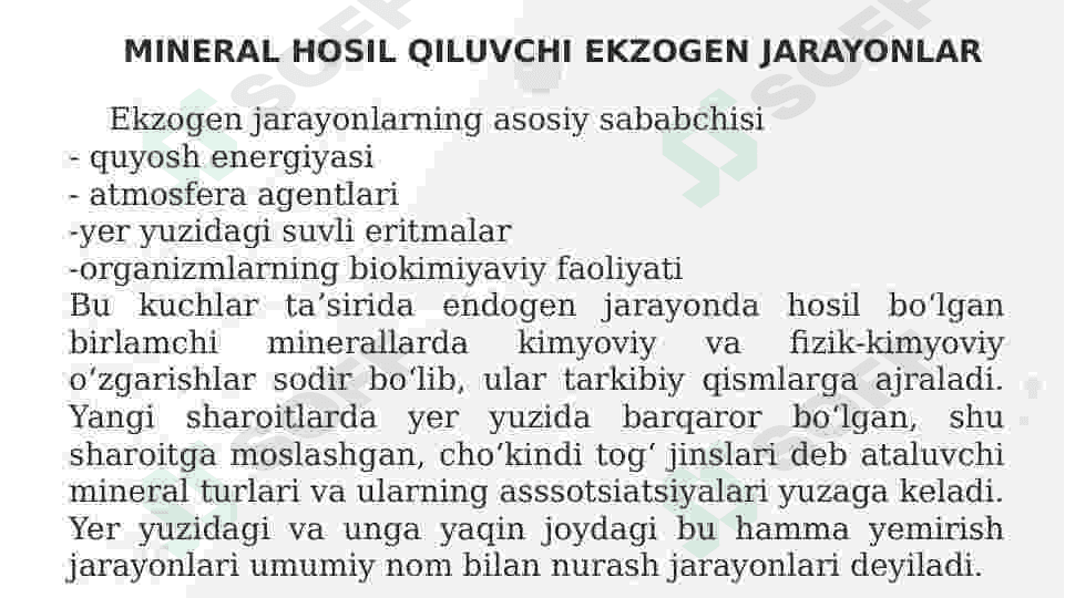 EKZOGEN JARAYONLARDA SHAKLLANADIGAN  FOYDALI QAZILMALAR 3
