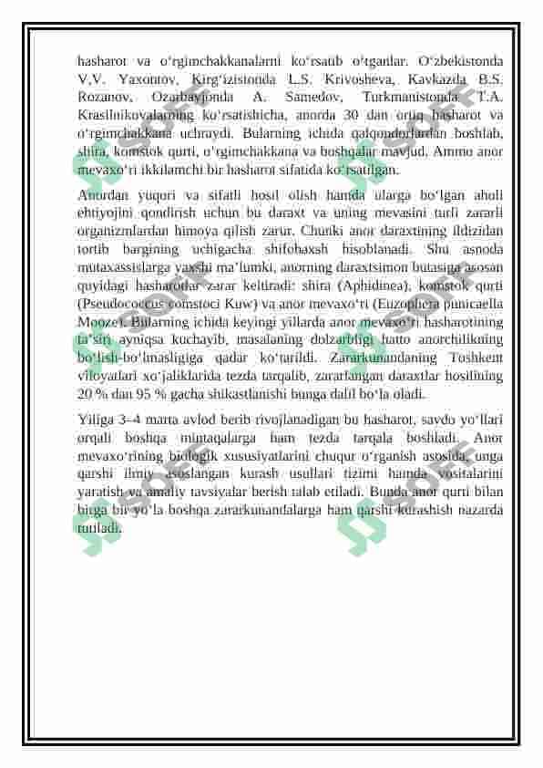 Anor mahsulotini berilgan variant uchun kurs ishini ishlash va Anor mevasini unumdorligini hisoblash 3
