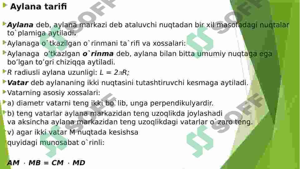 Aylana va Sfera ularning tenglamalari 3