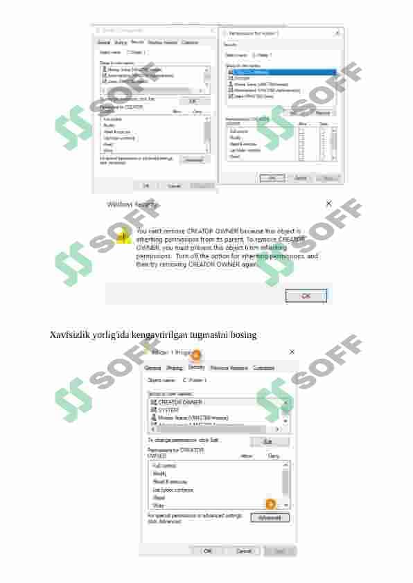 Windows operatsion tizimida foydalanuvchilar va guruhlar uchun foydalanish huquqlarini sozlash 3