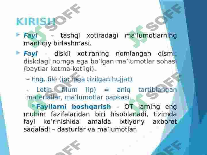 OPERATSION TIZIMLARDA FAYL TIZIMLARI 3