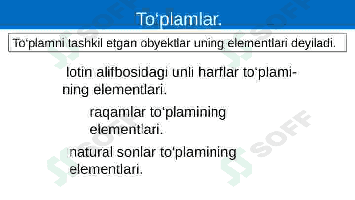 To'plamlar. To'plamlar ustida amallar 3